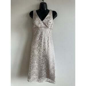 Vintage Y2k 90s Lace Midi Dress Beaded Empire Waist Romantic Fairycore Champagne